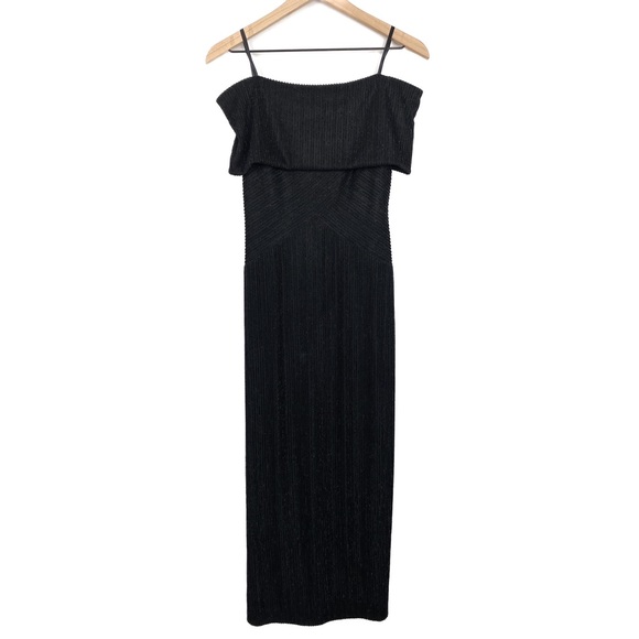 Alex Evenings Dresses & Skirts - Vintage Alex Evenings Y2K Off Shoulder Metallic Ribbed Formal Dress, Black 6P